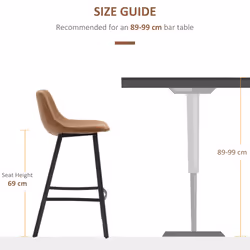 HOMCOM Industrial Bar Stools Set of 2, Bar Chairs with Steel Legs, Brown - Additional view 7