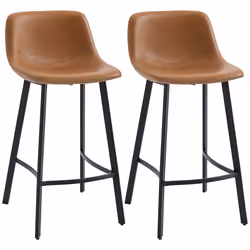 HOMCOM Industrial Bar Stools Set of 2, Bar Chairs with Steel Legs, Brown - Additional view 8