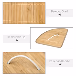 HOMCOM 55L Bamboo Corner Laundry Hamper Bamboo Laundry Basket 38x38x57cm Natural - Additional view 4