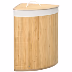 HOMCOM 55L Bamboo Corner Laundry Hamper Bamboo Laundry Basket 38x38x57cm Natural - Additional view 8