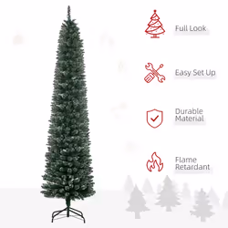 HOMCOM 7.5FT Artificial Snow Dipped Christmas Tree Home Indoor Decoration Green