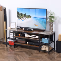 HOMCOM TV Unit Cabinet for TVs up to 60 Inches with Shelves Brown and Grey