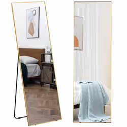 HOMCOM Full Length Mirror Dressing Mirror Wall-Mounted Entryway Gold Frame