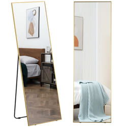 HOMCOM Full Length Mirror Dressing Mirror Wall-Mounted Entryway Gold Frame