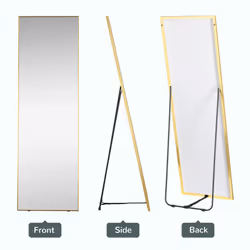 HOMCOM Full Length Mirror Dressing Mirror Wall-Mounted Entryway Gold Frame