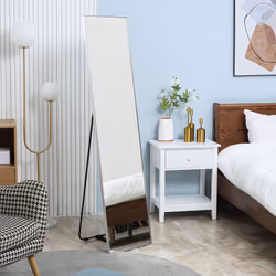 HOMCOM Full Length Mirror Dressing Mirror Wall-Mounted Entryway Silver Frame