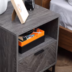 HOMCOM Bedside Table, Sofa Side Table W/ Drawer and Shelf Living Room, Bedroom - Additional view 5