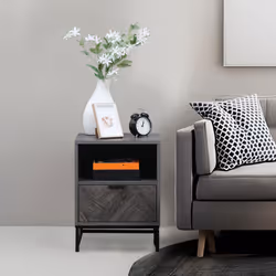 HOMCOM Bedside Table, Sofa Side Table W/ Drawer and Shelf Living Room, Bedroom - Additional view 8