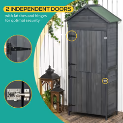 Outsunny Wooden Garden Shed Outdoor Shelves Utility Tool Storage Cabinet Grey - Additional view 4