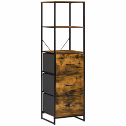HOMCOM Industrial Storage Cabinet with 2 Shelves 3 Fabric Drawers Rustic Brown - Additional view 8