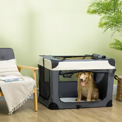 PawHut 91cm Foldable Pet Carrier Bag Soft Travel Dog Crate for Large Dogs Grey