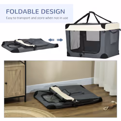 PawHut 91cm Foldable Pet Carrier Bag Soft Travel Dog Crate for Large Dogs Grey - Additional view 4