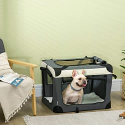 PawHut 70cm Foldable Pet Carrier Bag Soft Travel Dog Crate for Small Dogs Grey
