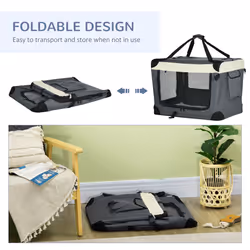 PawHut 70cm Foldable Pet Carrier Bag Soft Travel Dog Crate for Small Dogs Grey - Additional view 4