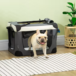 PawHut 60cm Foldable Pet Carrier Bag Soft Travel Dog Crate for Mini Dogs Grey