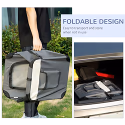 PawHut 60cm Foldable Pet Carrier Bag Soft Travel Dog Crate for Mini Dogs Grey - Additional view 4