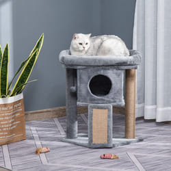 PawHut Cat Tree Activity Centre W/ Scratching Pad, Toy Ball, Cat House - Grey