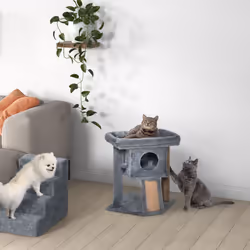 PawHut Cat Tree Activity Centre W/ Scratching Pad, Toy Ball, Cat House - Grey - Additional view 6