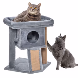 PawHut Cat Tree Activity Centre W/ Scratching Pad, Toy Ball, Cat House - Grey - Additional view 7