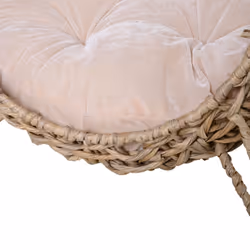PawHut Wicker Cat House, Ball-Shaped Rattan Raised Cat Bed - Natural Wood Finish