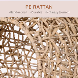 PawHut Wicker Cat House, Ball-Shaped Rattan Raised Cat Bed - Natural Wood Finish - Additional view 7