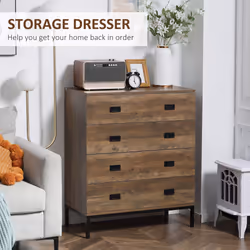 HOMCOM Chest of Drawers, 4 Drawer Unit Storage Chest Bedroom Living Room