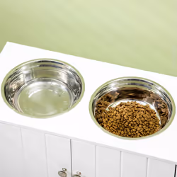 PawHut Raised Dog Bowls for Large Dogs Feeding Station w/ Stand, Storage - White - Additional view 7