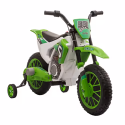 HOMCOM 12V Kids Electric Motorbike Ride-On Motorcycle w/ Training Wheels - Green - Additional view 8
