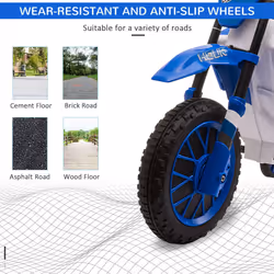 HOMCOM 12V Kids Electric Motorbike Ride-On Motorcycle w/ Training Wheels - Blue - Additional view 5