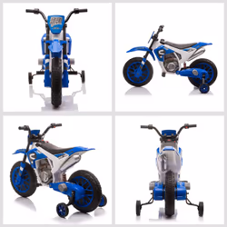HOMCOM 12V Kids Electric Motorbike Ride-On Motorcycle w/ Training Wheels - Blue - Additional view 6
