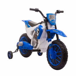 HOMCOM 12V Kids Electric Motorbike Ride-On Motorcycle w/ Training Wheels - Blue - Additional view 8