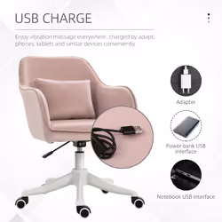 Vinsetto Office Chair with Rechargeable Vibration Massage Lumbar Pillow, Wheels