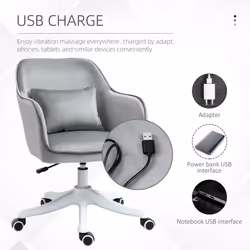 Vinsetto Office Chair with Rechargeable Vibration Massage Lumbar Pillow, Wheels