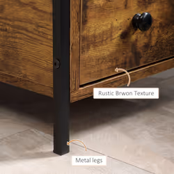 HOMCOM Narrow End Table, Sofa Side Table with 2 Drawers Storage Shelf, Brown - Additional view 4