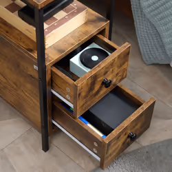HOMCOM Narrow End Table, Sofa Side Table with 2 Drawers Storage Shelf, Brown - Additional view 6