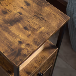 HOMCOM Narrow End Table, Sofa Side Table with 2 Drawers Storage Shelf, Brown - Additional view 7
