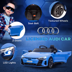 HOMCOM Audi RS e-tron GT Licensed 12V Kids Electric Ride on W/ Remote, Blue