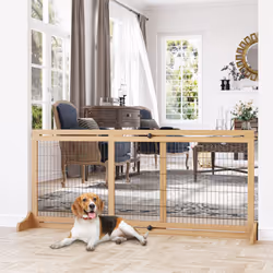 PawHut Adjustable Wooden Pet Gate Freestanding Dog Barrier for Doorway