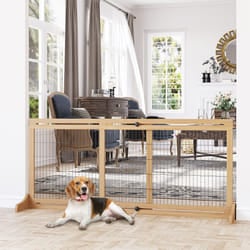 PawHut Adjustable Wooden Pet Gate Freestanding Dog Barrier for Doorway