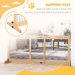 PawHut Adjustable Wooden Pet Gate Freestanding Dog Barrier for Doorway
