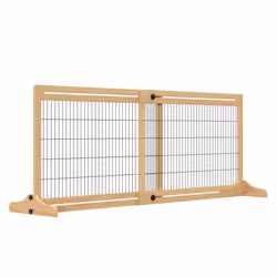PawHut Adjustable Wooden Pet Gate Freestanding Dog Barrier for Doorway - Additional view 8