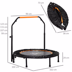 HOMCOM 40" Foldable Mini Fitness Trampoline w/ Foam Handle, Orange - Additional view 6
