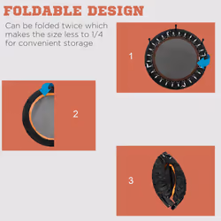 HOMCOM 40" Foldable Mini Fitness Trampoline w/ Foam Handle, Orange - Additional view 7
