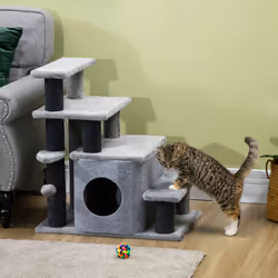 PawHut Dog Steps for Bed 4 Step Pet Stairs Cat House with Detachable Cover