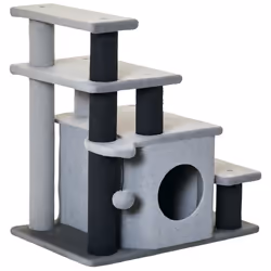 PawHut Dog Steps for Bed 4 Step Pet Stairs Cat House with Detachable Cover - Additional view 8