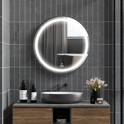 kleankin Wall Mounted Round LED Bathroom Mirror with 3 Light Colours, Black