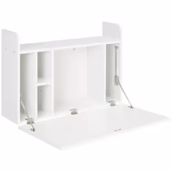 HOMCOM Wall Mounted Table w/ Space Saving Storage Compartments for Home Office