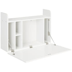 HOMCOM Wall Mounted Table w/ Space Saving Storage Compartments for Home Office