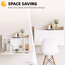 HOMCOM Wall Mounted Table w/ Space Saving Storage Compartments for Home Office
