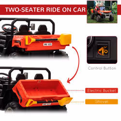 HOMCOM 12V 2 Seater Kids Electric Ride-On Car w/ Electric Bucket - Red